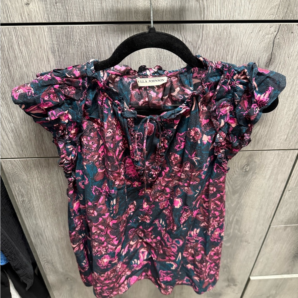 Ulla Johnson Pink and Blue Floral Blouse